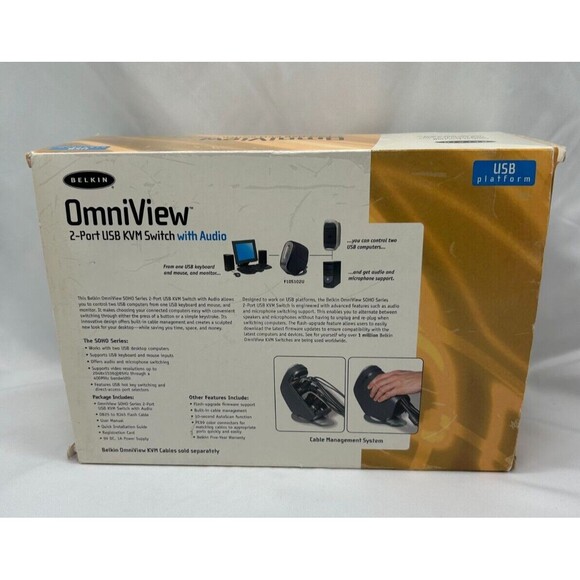 BELKIN OmniView SOHO F1DS102U 2-Port External KVM Switch w Audio- NO FLASH CABLE - Picture 2 of 15